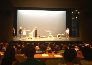 Doug Varone brought nine young dancers to the stage during his demonstration to build an obstacle course for the dancers to move through.