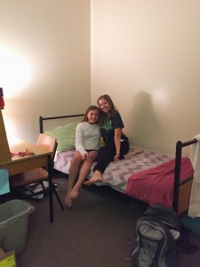 Jill and Clare in their dorm room in Rand Hall 
